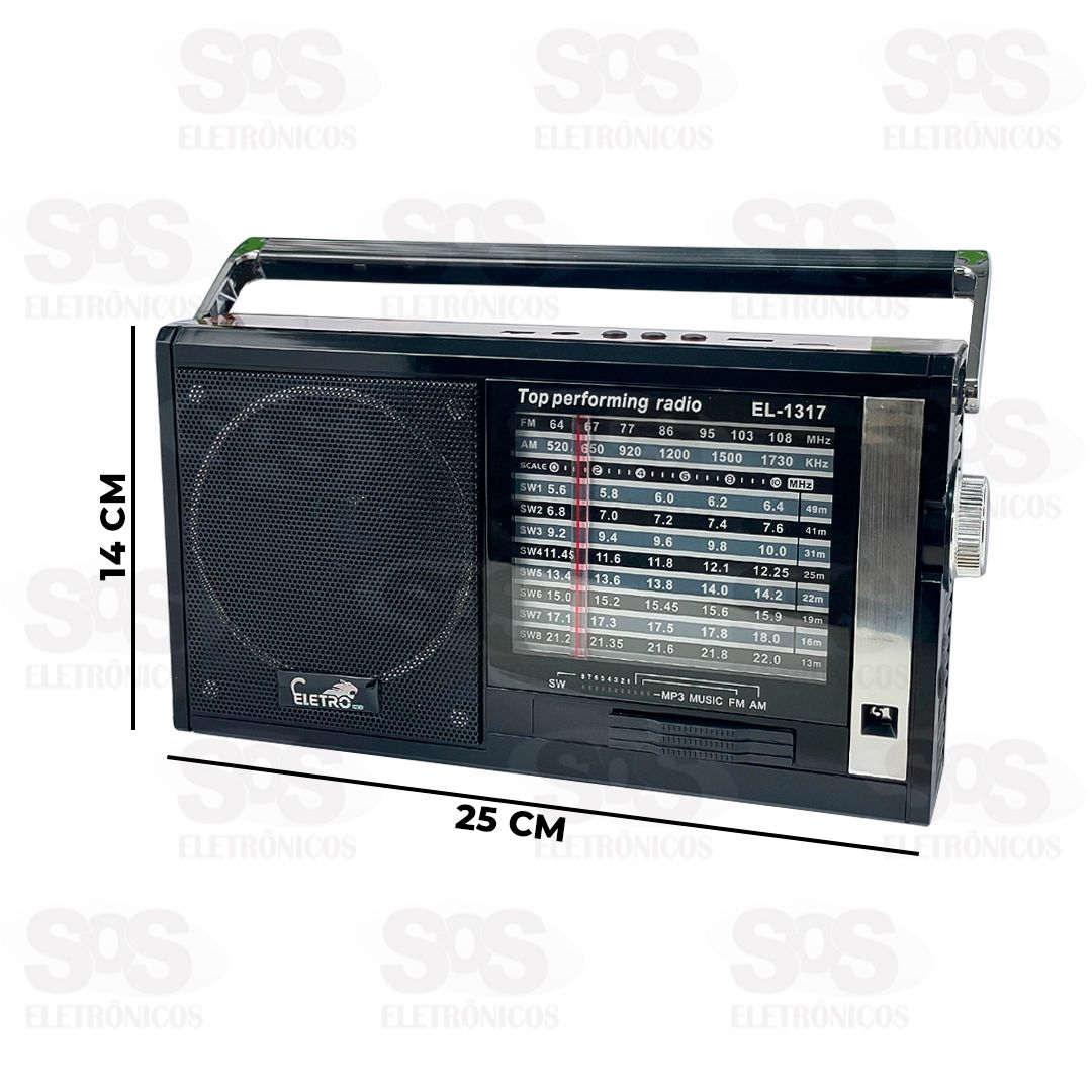 Rdio Retr Bluetooth/FM/AM/SW/USB/AUX Eletromex EL-1317