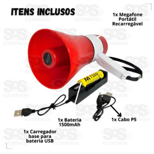Megafone Recarregável 20W Tomate MLB-013