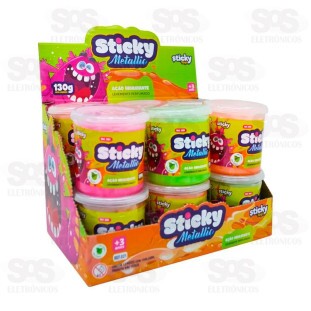Slime Metallic 130g Caixa Com 12 Unidades Sticky Toys 021