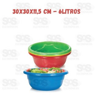 Bacia Plástica Color 30CM 1,6L Cores Variadas Plasmarc 114