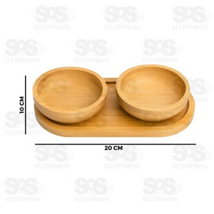 Petisqueira de Bambu Com 2 Tigelas TOP2264