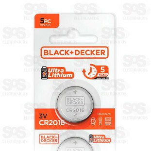 Bateria Moeda Ultra Lítio CR 2016 3V 5 Unidades Black Decker