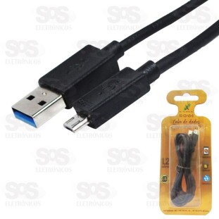 Cabo Micro USB V8 1,20 Metro 3.0A X-cell xc-cd-v8-b