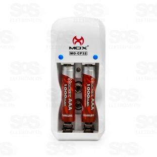 Carregador Com 2 Baterias AAA Super Rápido Mox mo-cp32
