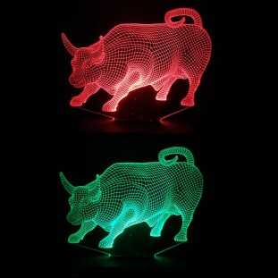 Luminária LED 3D Touro 16 Cores Com Controle Remoto