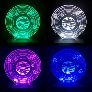 Luminária LED 3D Sistema Solar 16 Cores Com Controle Remoto