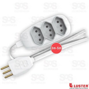 Extensão Tripla 3 Metros 2P+T Luster 2172