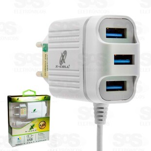 Carregador Type C Ultra Rápido 4.1A 3 USB X-cell xc-tpc-ur23