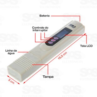 Caneta Medidora De TDS e Temperatura De Água