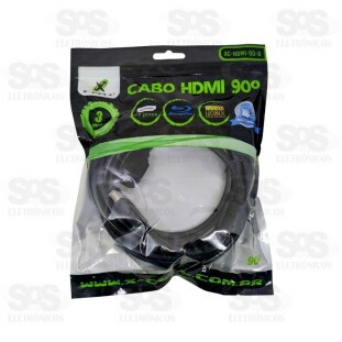 Cabo HDMI 90 graus 3 metros X-cell XC-HDMI-90-B