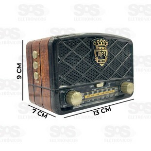 Mini Rádio Retrô Bluetooth AM/FM 3 Bandas Altomex AD-8955