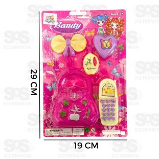 Kit Infantil Beleza com Celular e Acessórios 7 Peças Toy King TK-AB5056