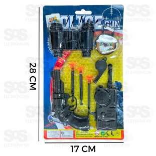 Kit Polícia Revolver De Dardos 8 Peças Toy King TK-AB5069