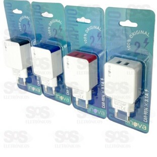 Carregador 5V 3.1A Com 2 USB Bivolt Inova CAR-9014