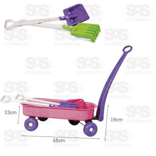 Carriola de Praia Com Pá e Rastelo Cores Variadas 4729