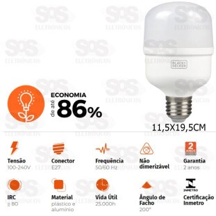 Lâmpada LED 50W 4000 Lúmens Alta Potência Black+Decker BDAP-4000
