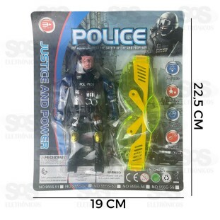 Kit Policial Boneco e Óculos Toy King TK-AB6110