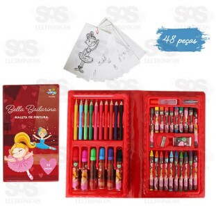 Kit Maleta De Pintura 48 Peças Bella Bailarina Toy King TK-CR05