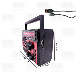 Rádio Retrô Bluetooth AM/FM Com Lanterna 3 Bandas Altomex AD-131