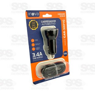 Carregador Veicular Com Cabo Type C 3.4A 2 USB Inova CAR-3221C