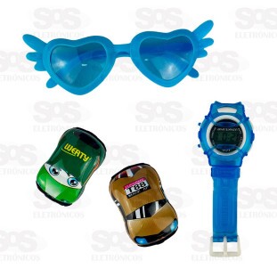 Conjunto Relógio E Óculos Com Carrinhos Toy King TK-AB6298