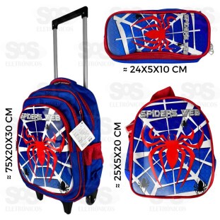 Mochila Infantil GG Com Estojo e Lancheira Spider Web FUK346