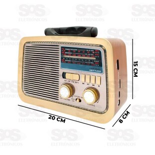 Rádio Retrô 3 Bandas Com Lanterna Eletromex EL-1304