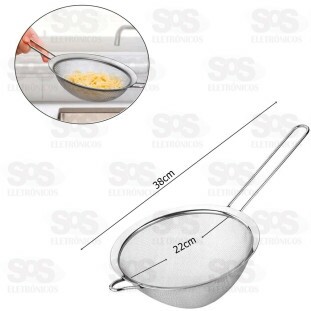 Peneira Grande De Aço Inox 22cm Caerus CRS-2742