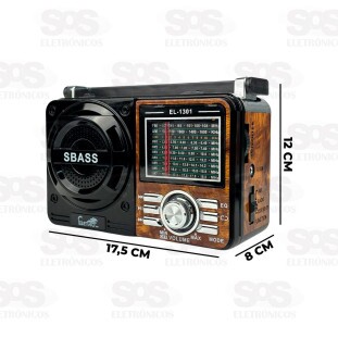 Rádio Retrô 9 Bandas Com Lanterna Eletromex EL-1301