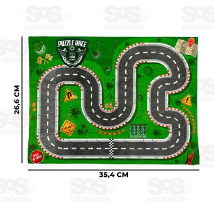 Quebra-Cabeça Pista de Corrida 96 Peças Com Carrinho Homeplay 5007