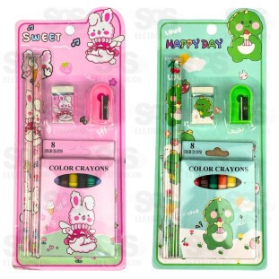 Kit Escolar 14 Peças Com Estojo e Guache Polibrinq SCB89