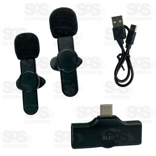 Microfone De Lapela Sem Fio Recarregável Type-C K9-TC-2IN1