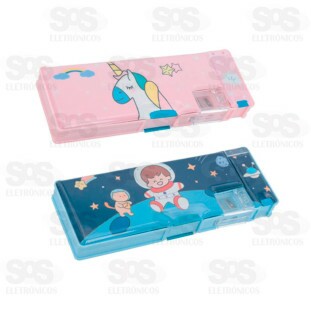 Estojo Rígido Infantil Com Apontador Polibrinq SCB49