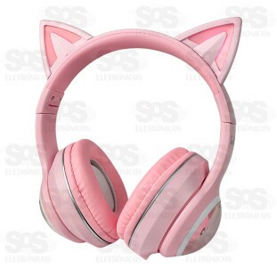 Fone De Ouvido Sem Fio Bluetooth Gatinho Com LED Eletromex EL-1506