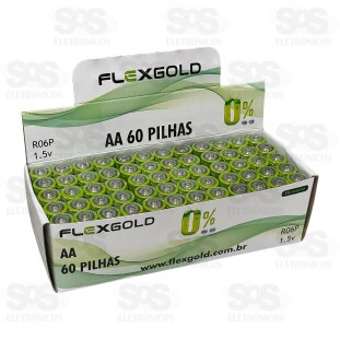 Pilha AA 1.5V Embalagem Com 60 Unidades Flex Gold FX-AAZ60