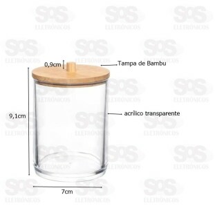 Porta Algodão Tampa de Bambu Top Útil 1456