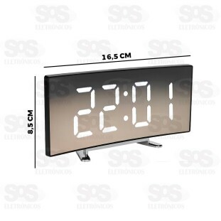 Relógio de Mesa Digital Curvado Espelhado Kocmoc 6507