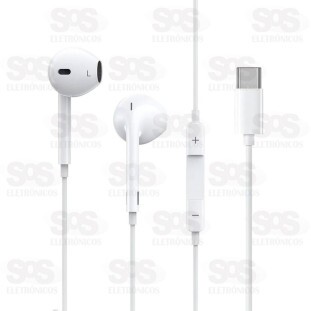 Fone De Ouvido 15 Pro Com Fio Type C Eletromex EL-1411-TY