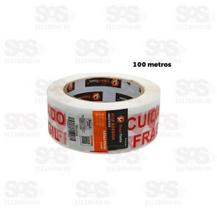 Fita Adesiva Cuidado Frágil 100 Metros TroyaTools TRY-0123