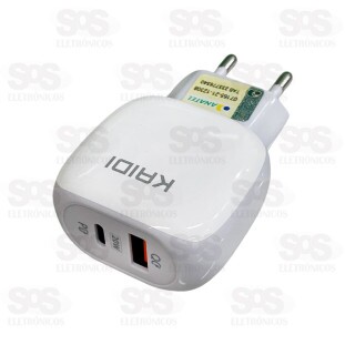 Carregador Turbo 20W Com Cabo Type C Kaidi KD-106C