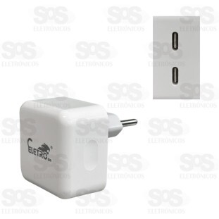 Fonte De Parede Carregador 40W 2 PD 9.1A Eletromex EL-4021