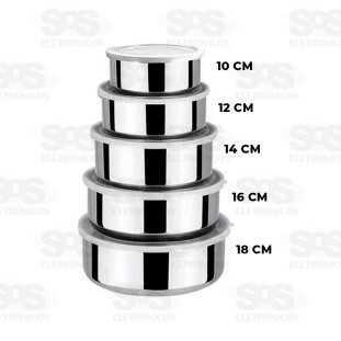 Conjunto de Pote Com Tampa Aço Inox 5 em 1 Caerus CRS-2570