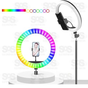 Iluminador Ring Light RGB 10 Polegadas Com Tripé B-max BM-L19