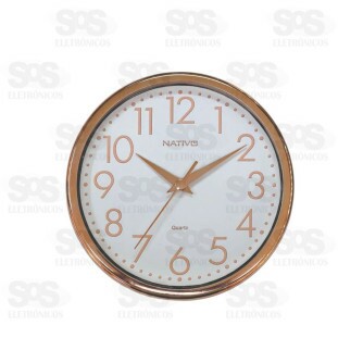 Relógio De Parede Metalizado Dourado e Branco Big Nativo 80512-4