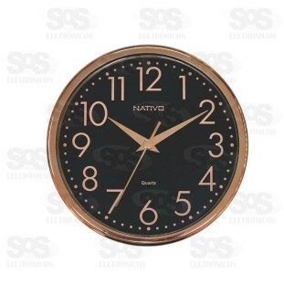 Relógio De Parede Metalizado Rose e Preto Nativo 80511-7