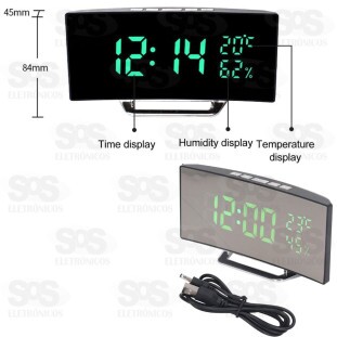 Relógio Digital Espelhado Temperatura e Umidade Altomex AL-2995