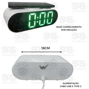 Relógio Despertador Com Carregamento Por indução Altomex AL-2889