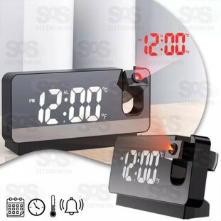 Relógio Digital LED Espelhado Projeta Hora Altomex 2992