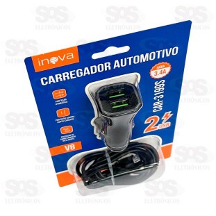 Carregador Veicular Com Cabo Micro USB V8 3.4A 2 USB Inova CAR-3199S
