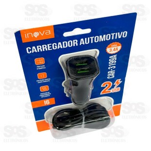 Carregador Veicular Com Cabo Iphone 3.4A 2 USB Inova CAR-3199A